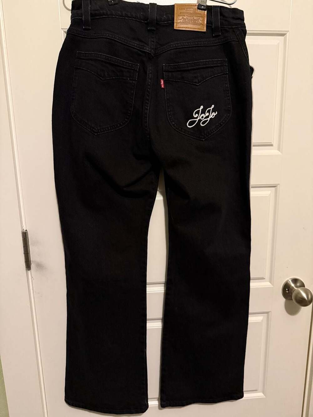 Levi’s Premium Wedgie Bootcut Piping Jeans Black White Trim W30 L30 JoJo Embroid - Picture 4 of 12